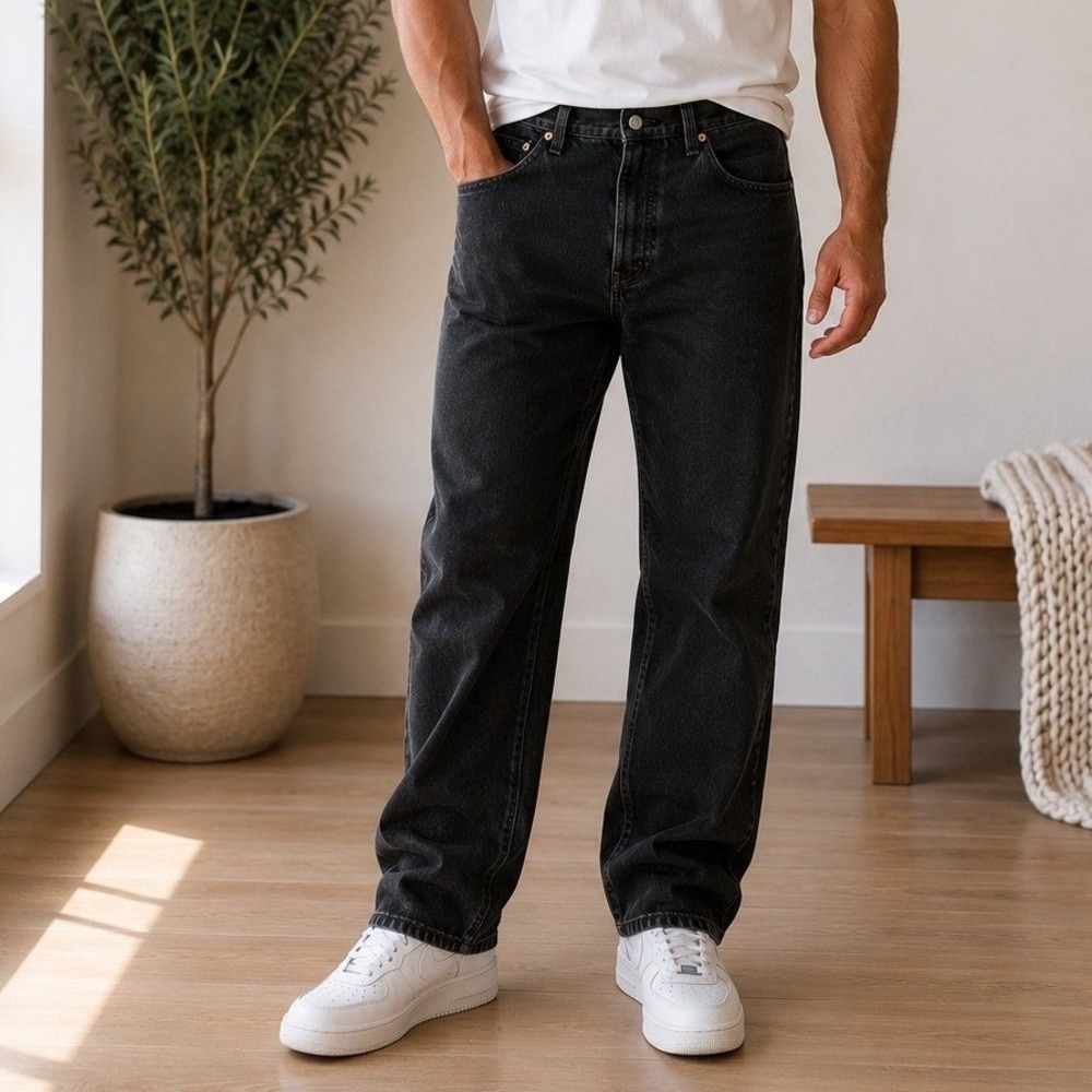Levis 501 Original Fit Jeans Mens W40 L30 Dark Charcoal Black Denim Button Fly - Picture 1 of 10